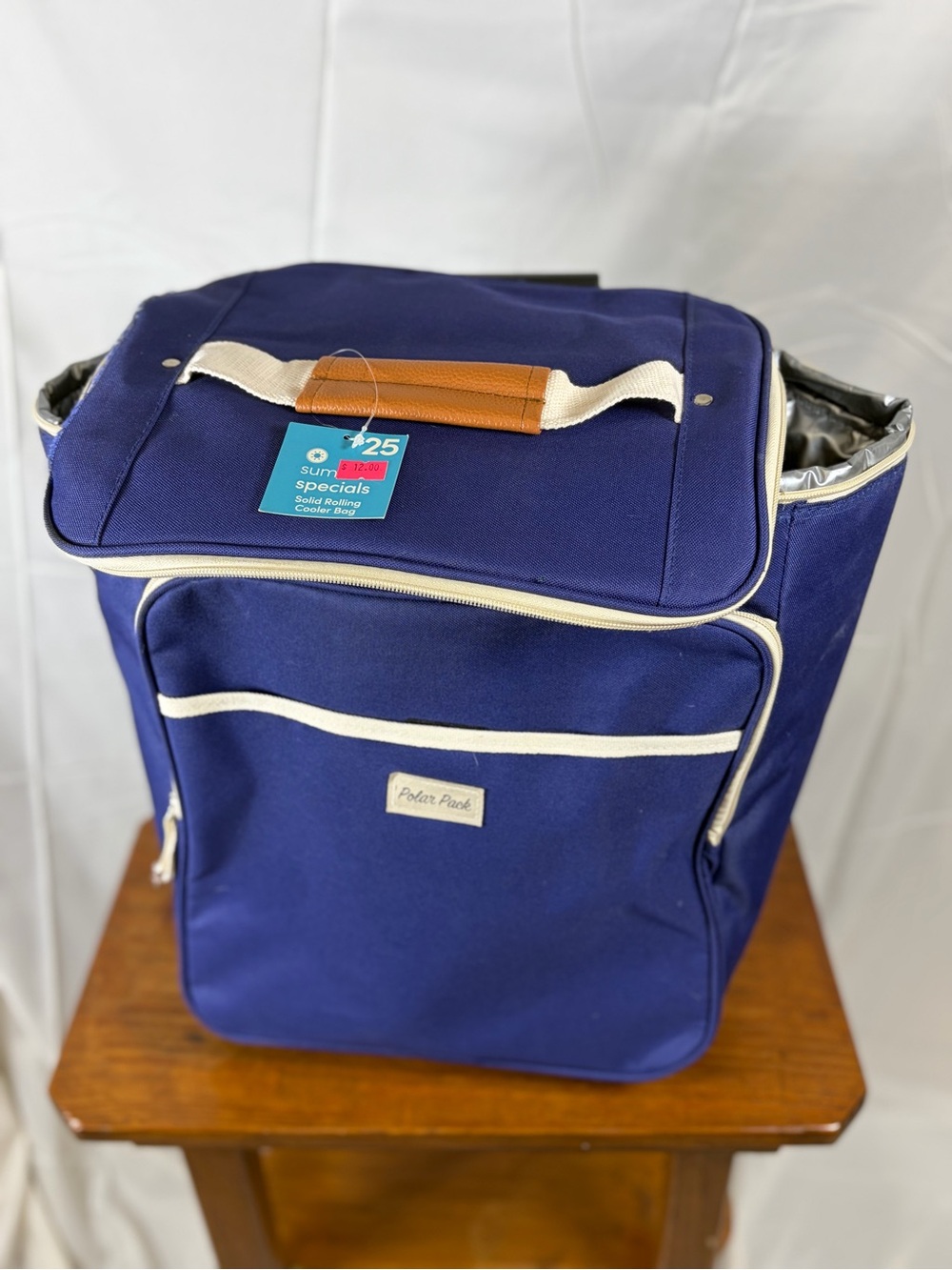 Polar Pack Rolling Cooler Bag Blue Insulated Wheeled Travel Picnic Cooler